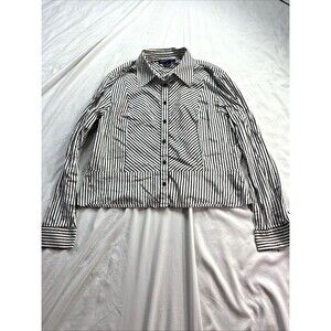 Jones New York Signature Women's Striped Button Down Shirt Long Sleeve XL